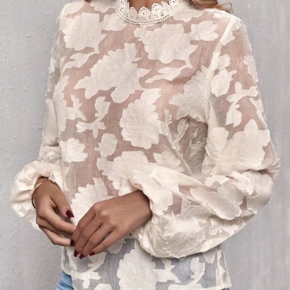 CHIC DOLLC Oblique Leaf Print Blouse Top fall wint - Picture 5 of 7